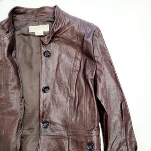 NWT Michael Kors Brown Leather Jacket Sze M